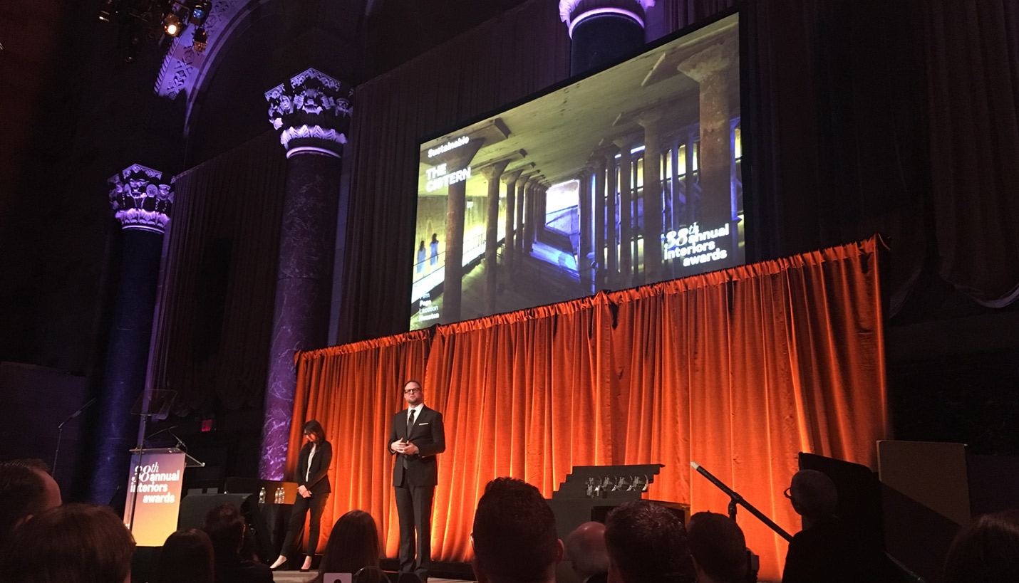 The Cistern at Buffalo Bayou Park being announced as the winner of the 2017 Contract Magazine Sustainable Interior Award. - 