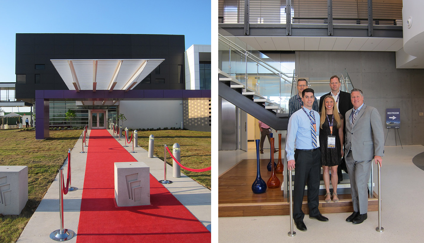 Red carpet welcoming guests to the grand opening / Clockwise from back left: Brad Cheshire, Peter Hoffman, John Major, Mika England and Travis Poole. - Page