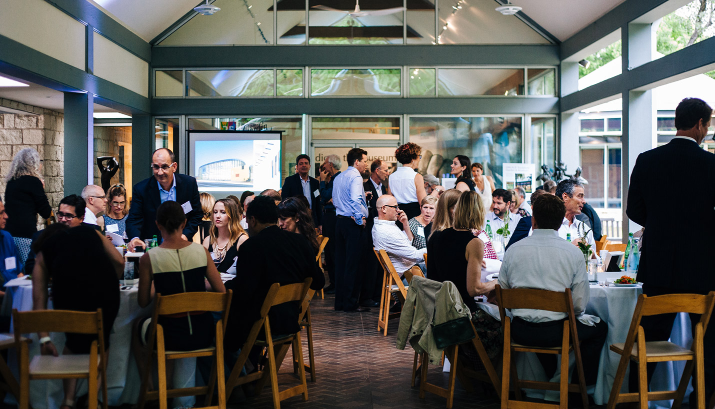 Each table was co-hosted by a prominent local artist and by a Page leader who engaged guests in discussion on how to elevate design to the forefront of project considerations. - © J Antonio Images