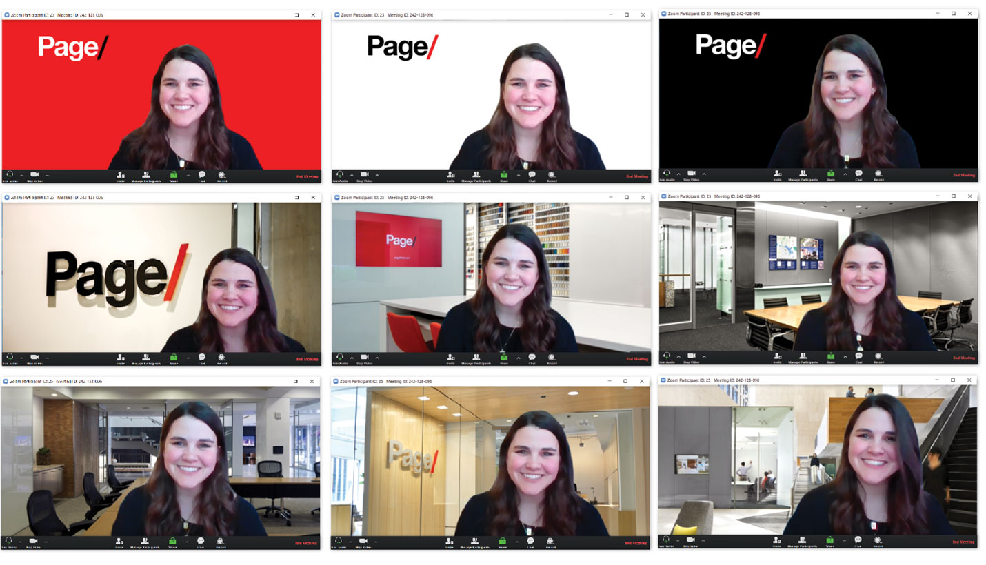 Virtual Page backgrounds for Zoom calls: our brand and our offices. - Page